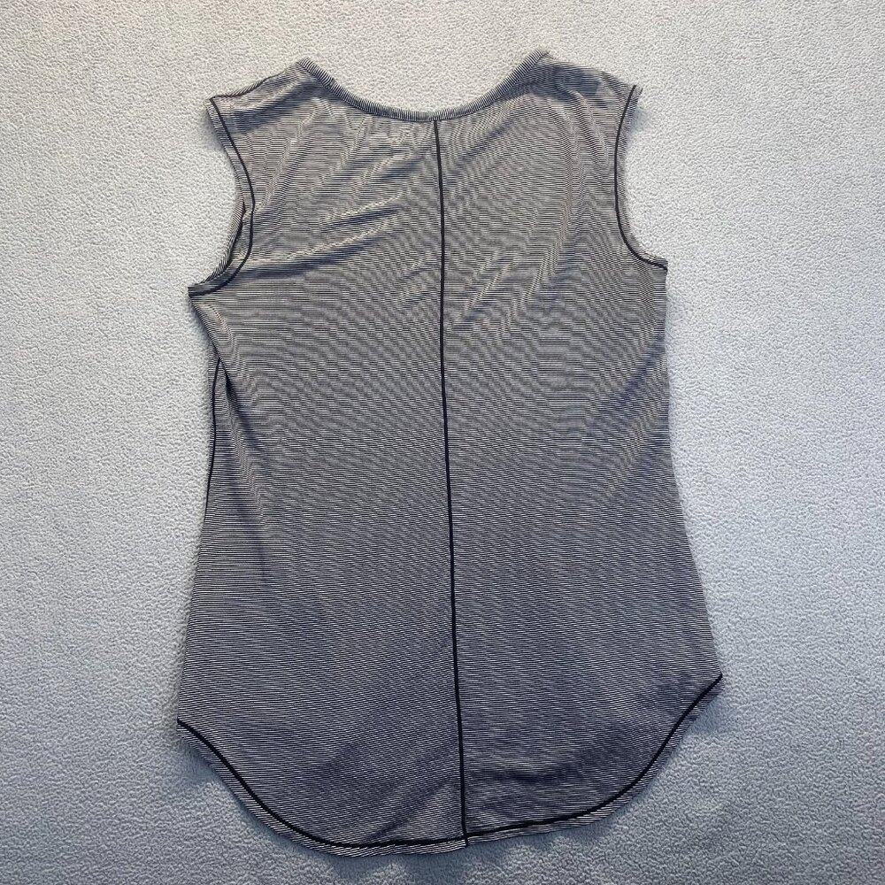 Athleta Womens Shanti Micro Stripe Tank Top Large S Tencel Black White Workout - Picture 2 of 9